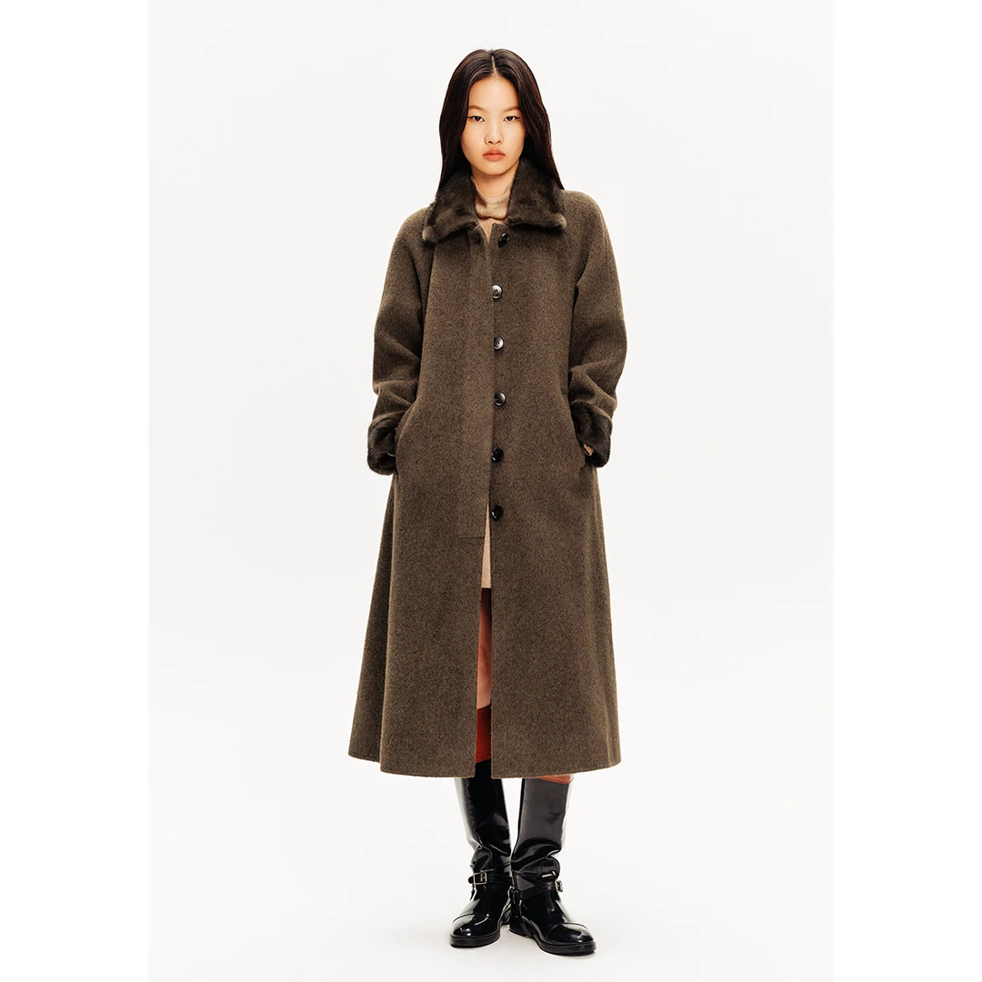 PSALTER诗篇冬季新款蚕丝牦牛绒毛呢外套6C34580590