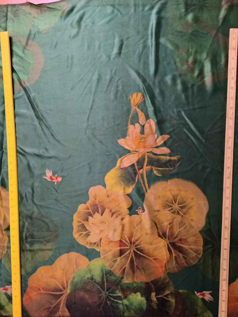 金鱼戏莲花加厚素缎香云纱112幅24姆米
