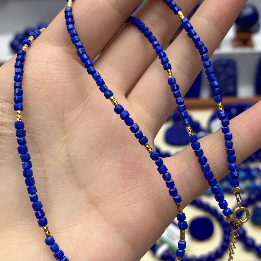 青金石银S925镀金镶嵌颈饰