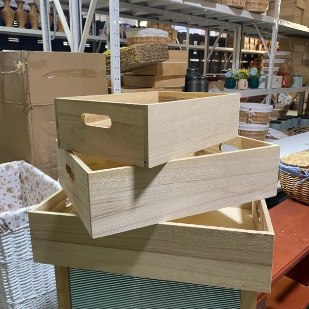 359透气收纳箱无盖简约带底板木盒木箱书房