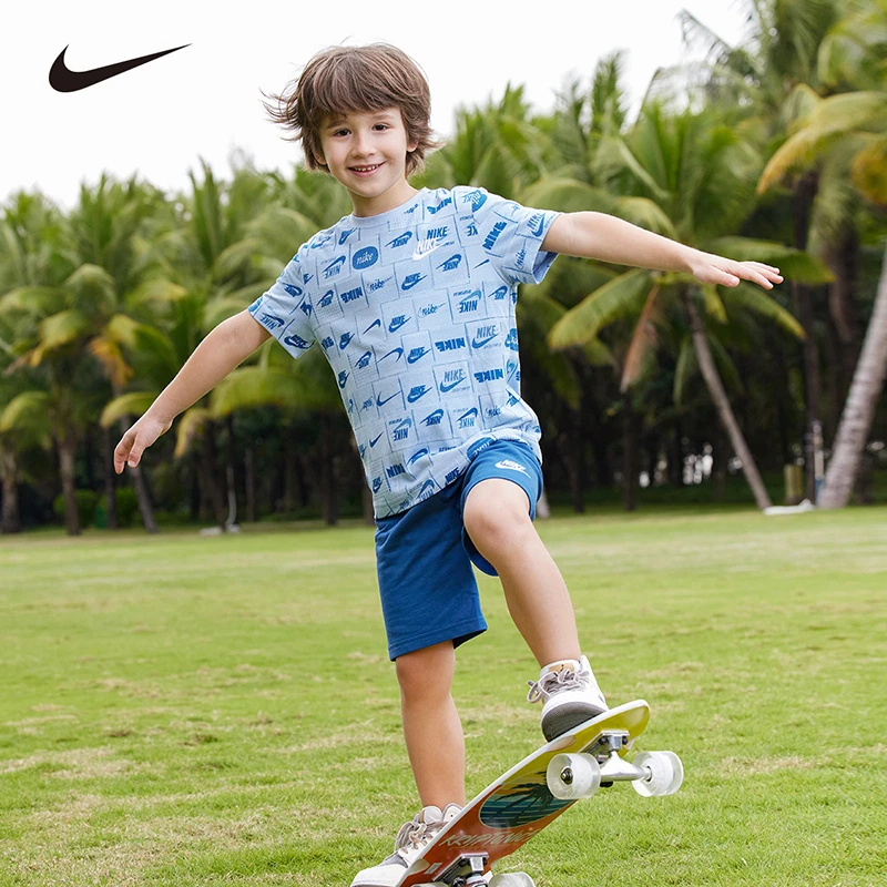 NIKE/耐克男女童装满印亲肤透气舒适潮流短袖T恤套装 NKB-KS-L773