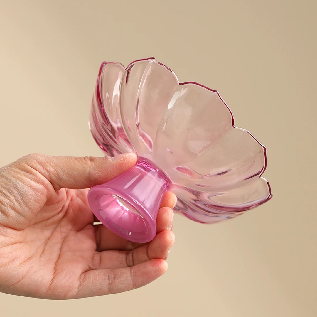 莲花果盘客厅茶几家用茶点盘琉璃零食水果盘贡盘中式复古玻璃盘子