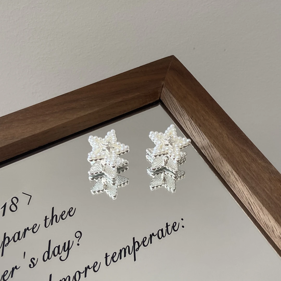 铜合金仿珍珠耳饰 福利银针 双子星 星球泡泡 韩系少女耳钉E4048