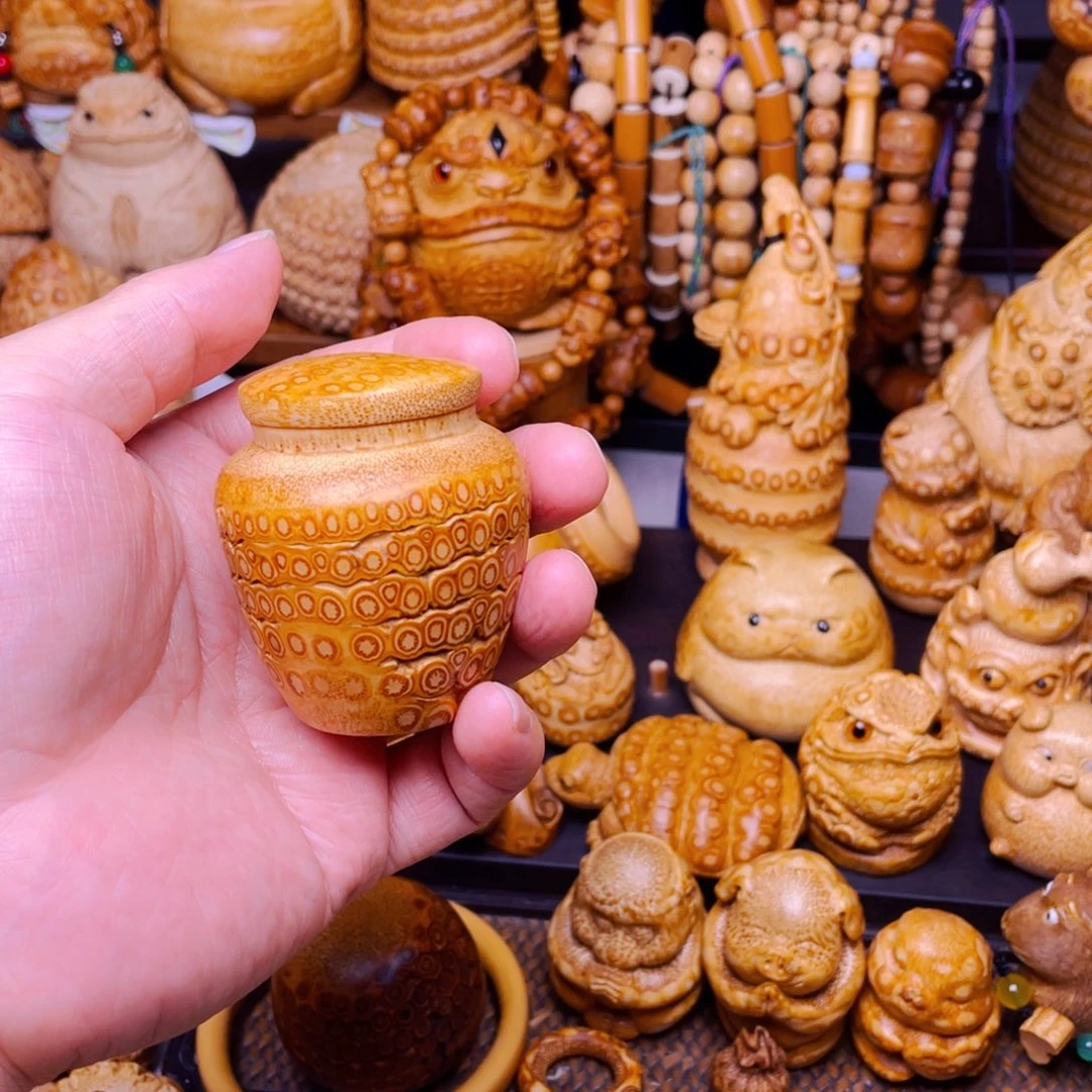 竹竹根雕茶仓把玩件