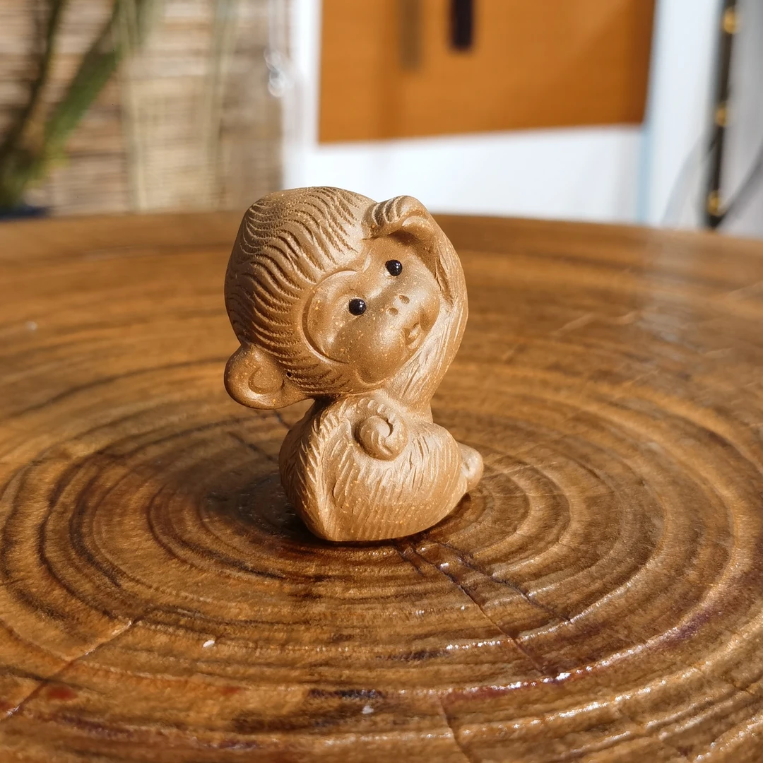 紫砂茶宠摆件降坡泥远观猴可爱