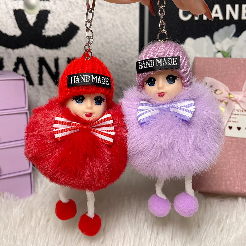 狐狸毛娃娃汽车钥匙扣挂饰可爱毛绒公仔玩偶包包挂件情侣礼物饰品