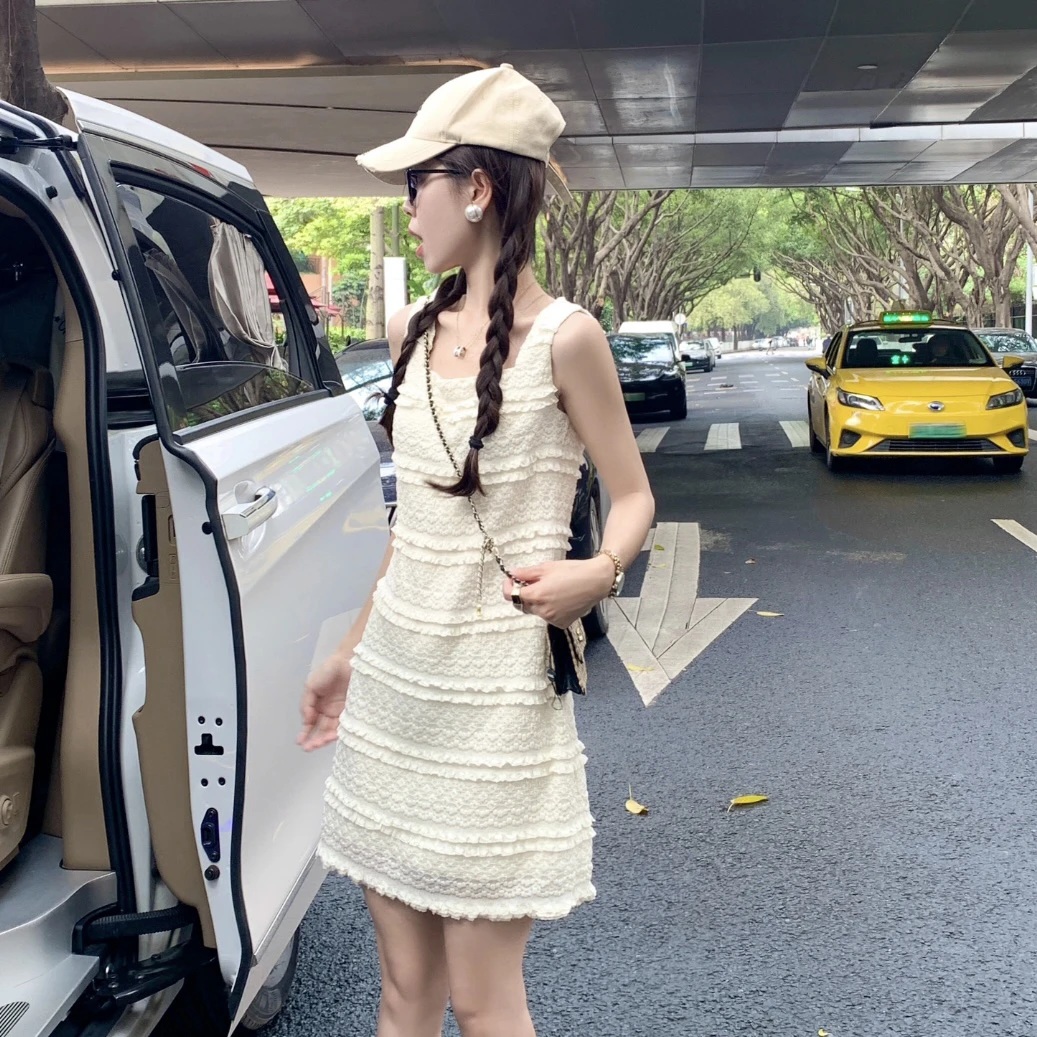 99新 DIOR/迪奥 1a096 白色无袖针织连衣裙 38码