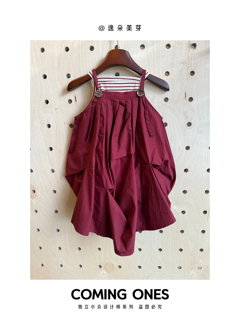 逸朵美芽COMING ONES 女童夏季红色连衣裙 in8223  zz