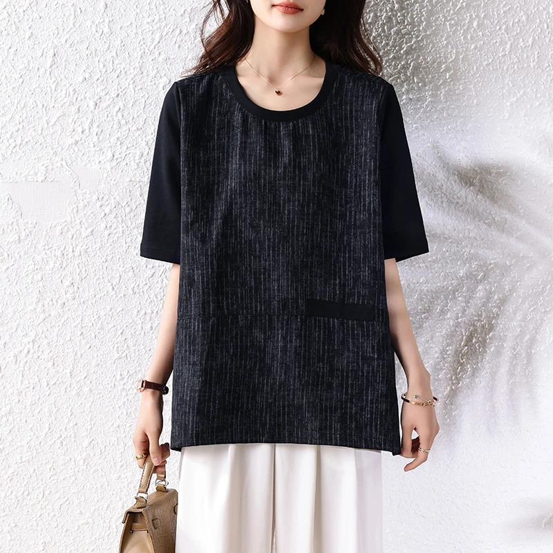 【女神新衣】2025年夏季新款洋气小衫百搭黑色休闲上衣