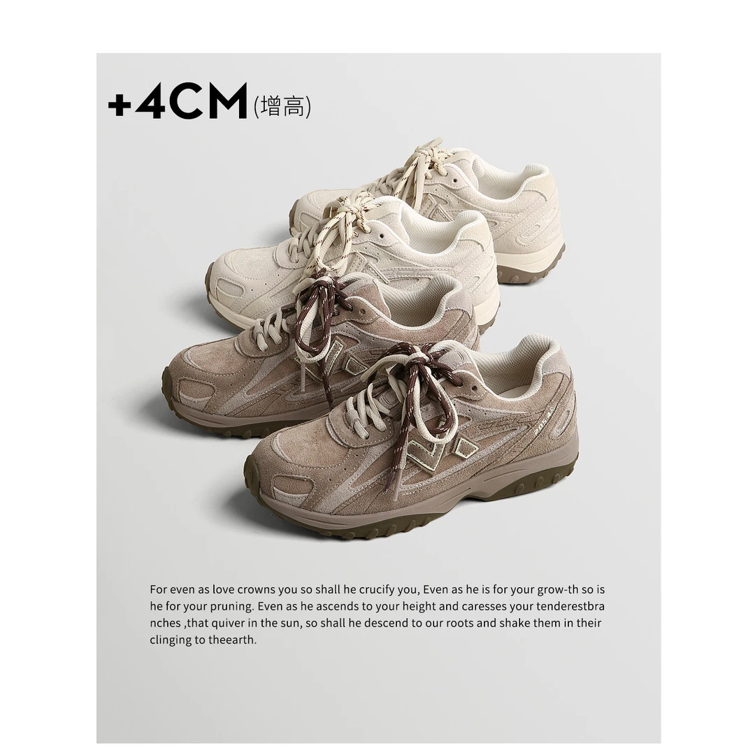 TOUCH MISS真皮复古德训鞋女2025新款秋季内增高百搭阿甘运动鞋子