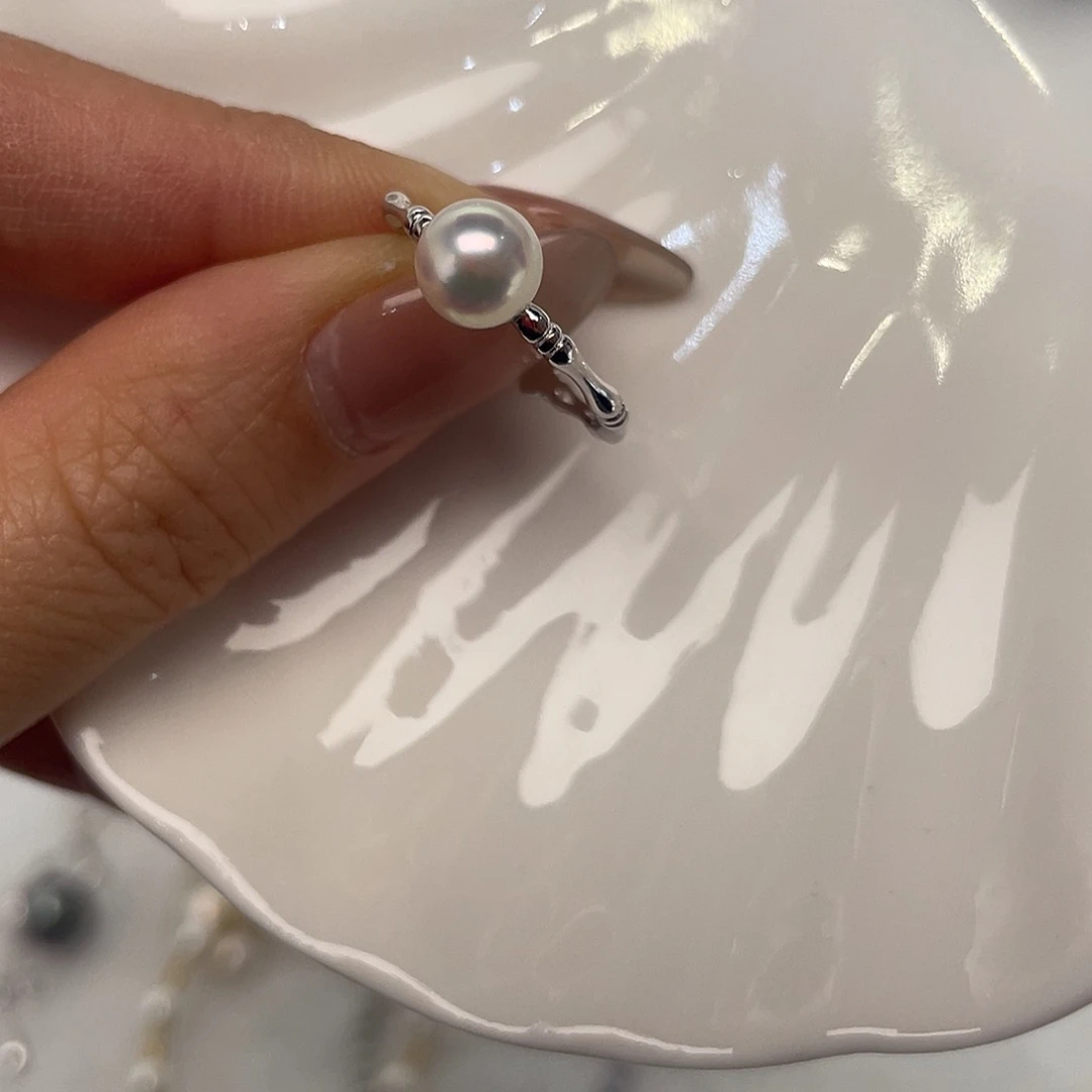 海水珍珠戒指银S925镶嵌