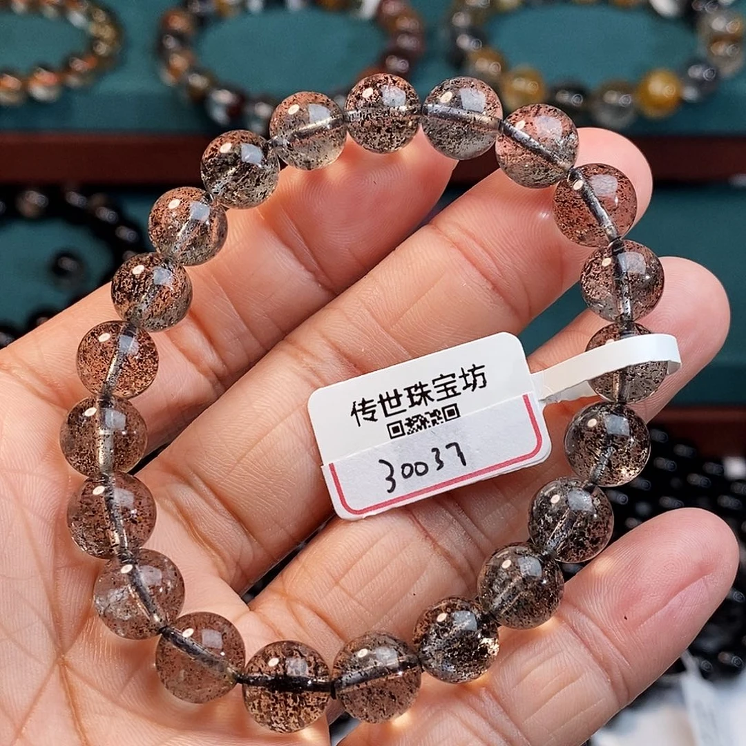 水晶手串未镶嵌黑草莓9mm全透体