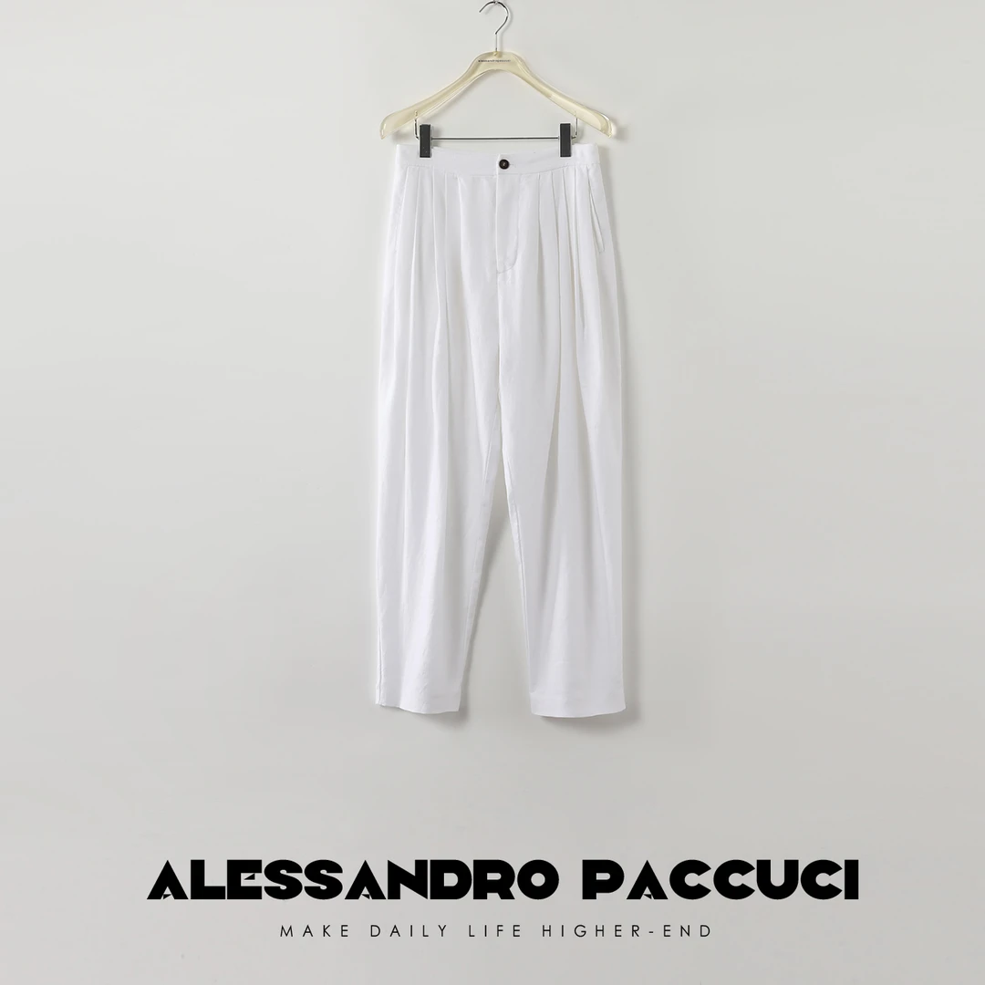 AP洛哥42011KU【清净】100亚麻复古廓形粗纹理慵懒感休闲裤禅意裤