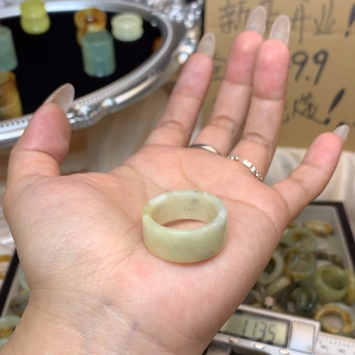 C***A合金蛇纹石玉戒指