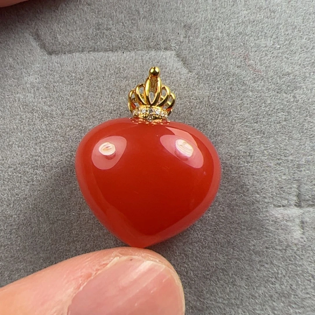 南红玛瑙吊坠18K金镶嵌