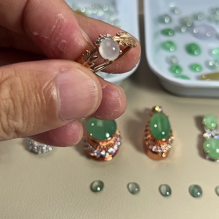 翡翠银S925镶嵌戒指