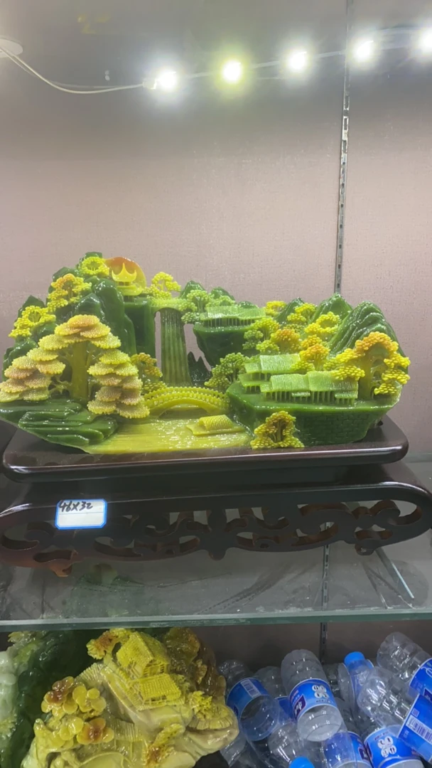 创意书房酒店玉石摆件中式家居装饰电视柜玄关山水