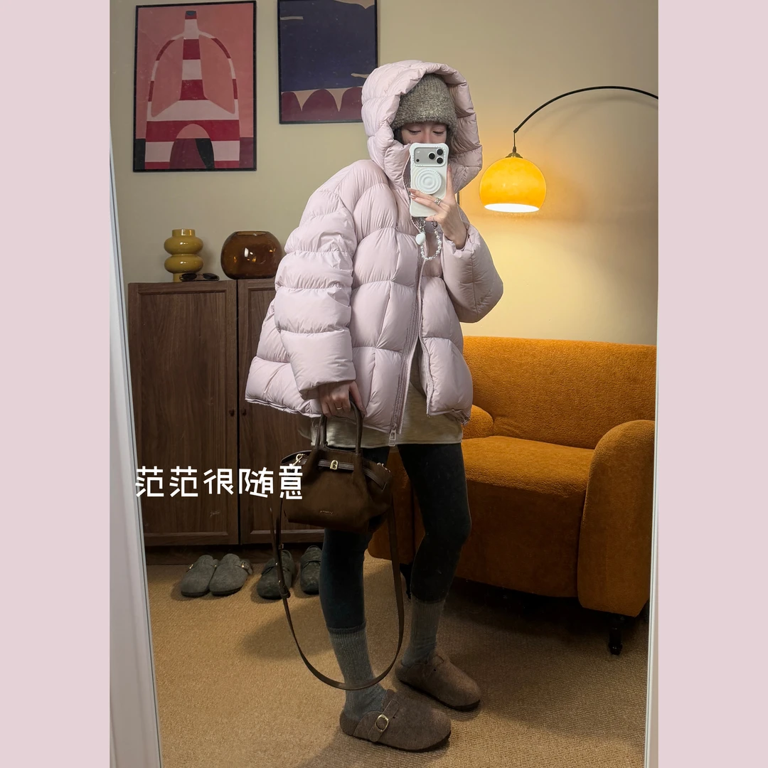 【范范专属】短款90绒羽绒服女2025新款宽松保暖加厚冬日氛围感605