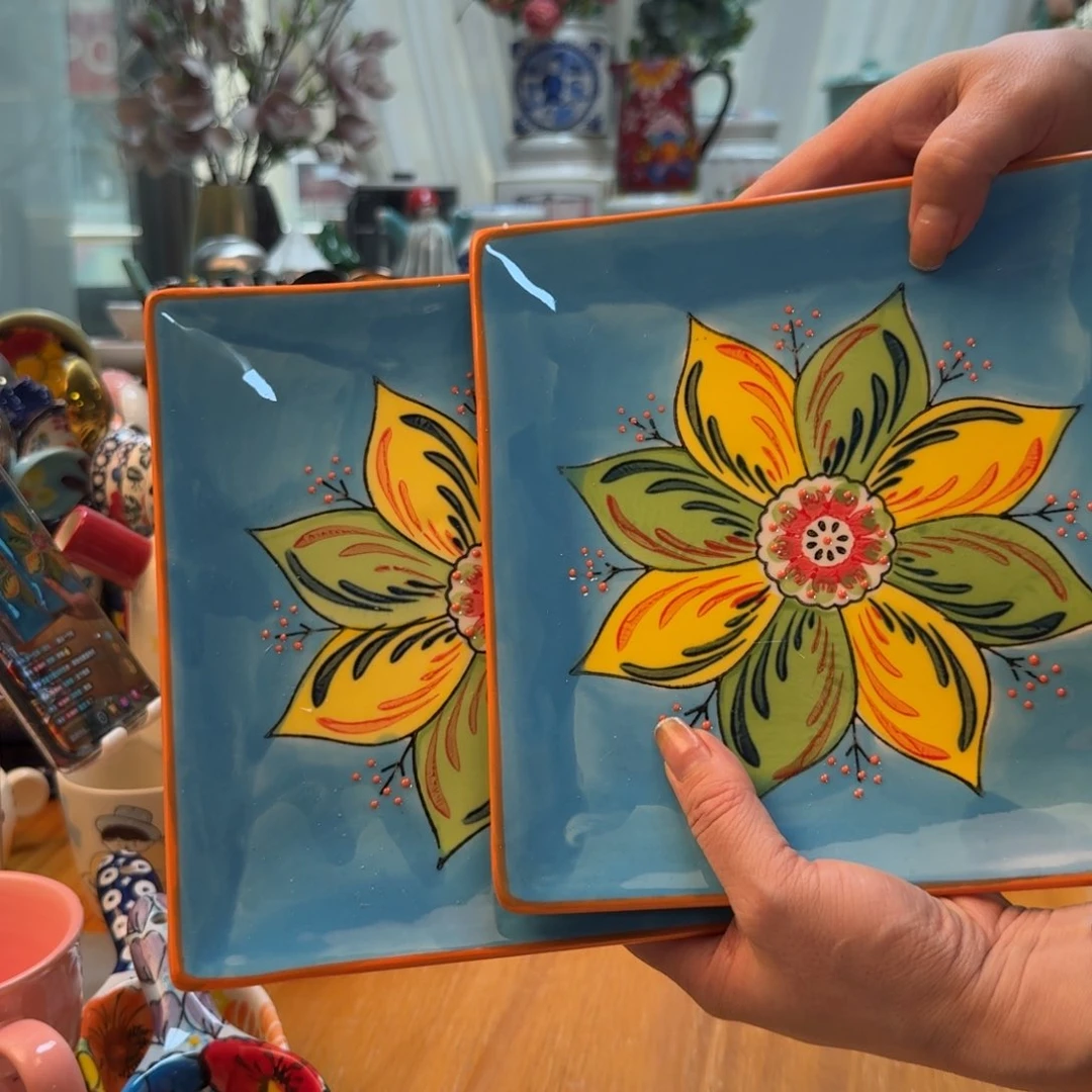 陶瓷马*薯兰花方盘2只看图