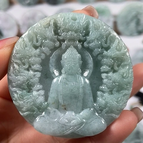 翡翠颈饰未镶嵌九龙大日如来两面工福利