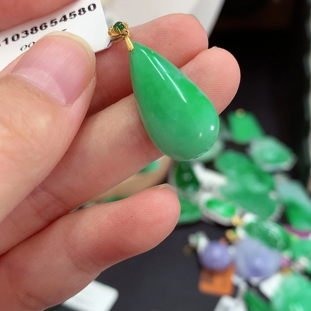 翡翠18K金镶嵌吊坠(不含链)