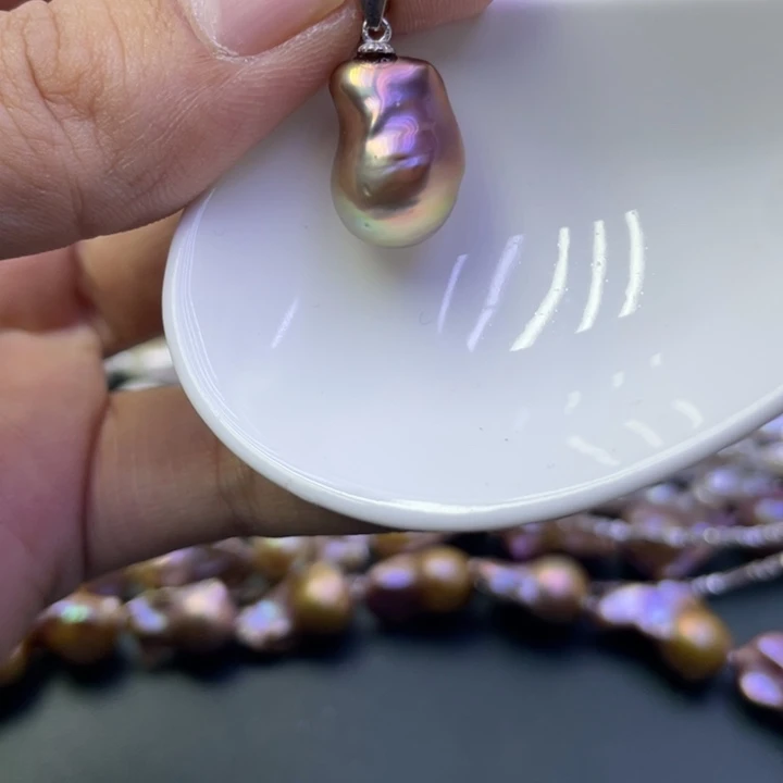 淡水珍珠吊坠(不含链)银S925镶嵌