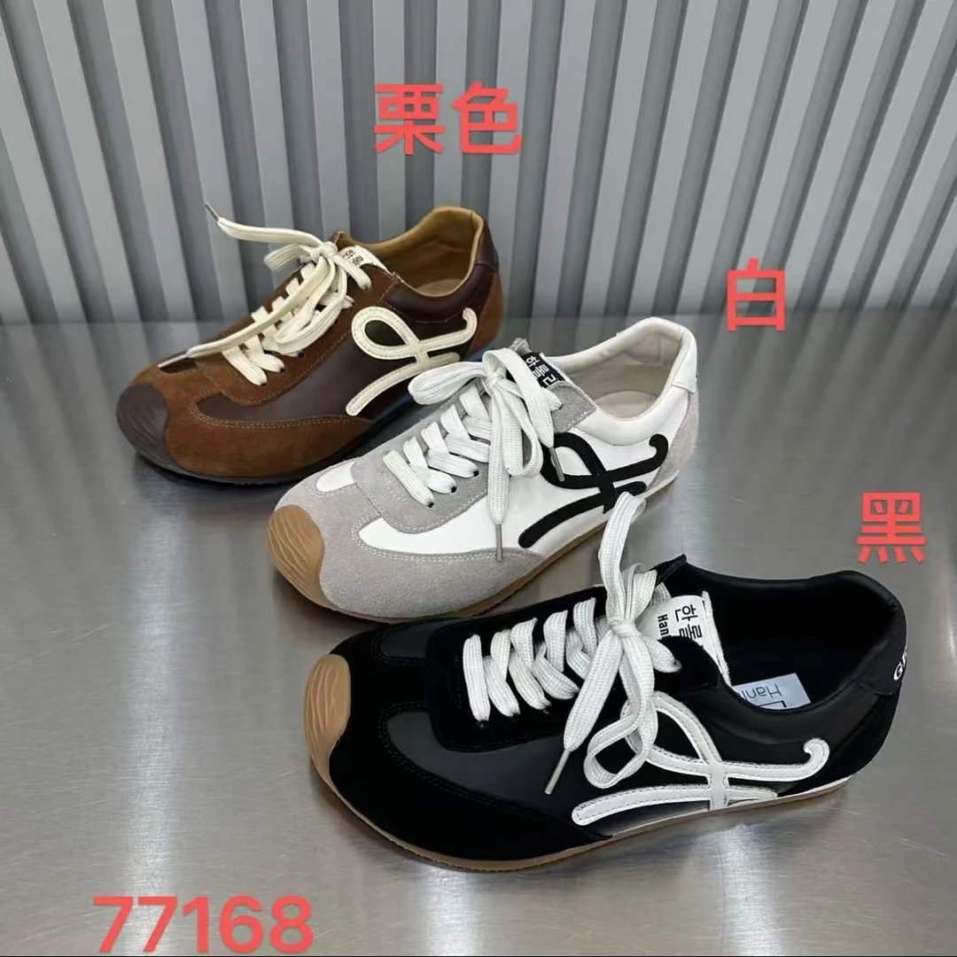 77168真皮深口时尚休闲鞋时尚低帮小皮鞋春季系带休闲鞋女鞋拼色