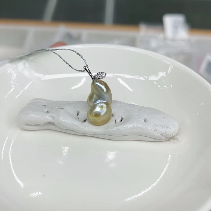 银S925镶嵌吊坠(不含链)海水珍珠Keshi 47号