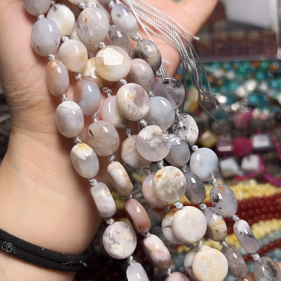 玛瑙/玉髓足银镶嵌珠宝半成品Z229雪花玛瑙13*6mm