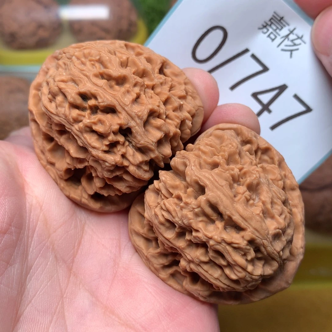 文玩核桃把件红皮三角疆42