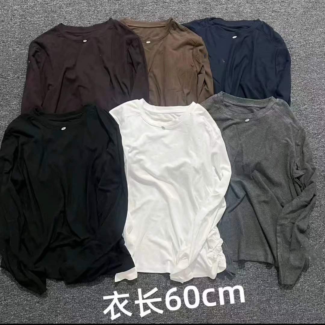 宽松型纯色净版直角肩长袖圆领常规T恤休闲风显瘦