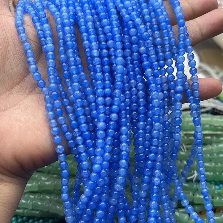 玛瑙/玉髓未镶嵌珠宝半成品2t4mm左右海蓝宝