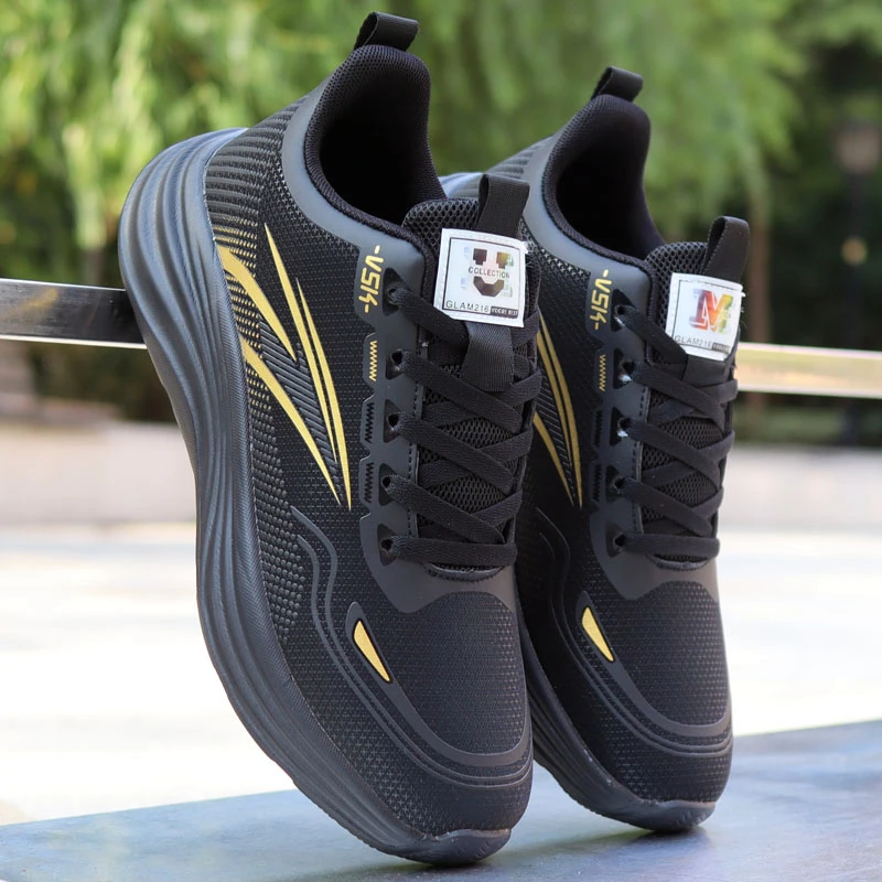 男鞋秋冬季皮面防水运动鞋新款轻便休闲鞋软底防滑防臭黑色上班鞋