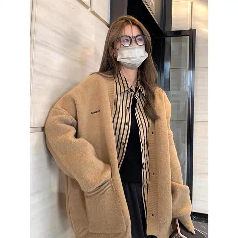 韩版慵懒学院风毛衣外套女新款宽松软糯洋气高级感针织开衫