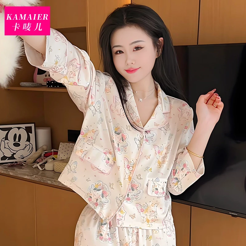 （蝴蝶猫）睡衣女秋季气质可爱休闲款柔软长袖家居服可外穿长袖睡衣