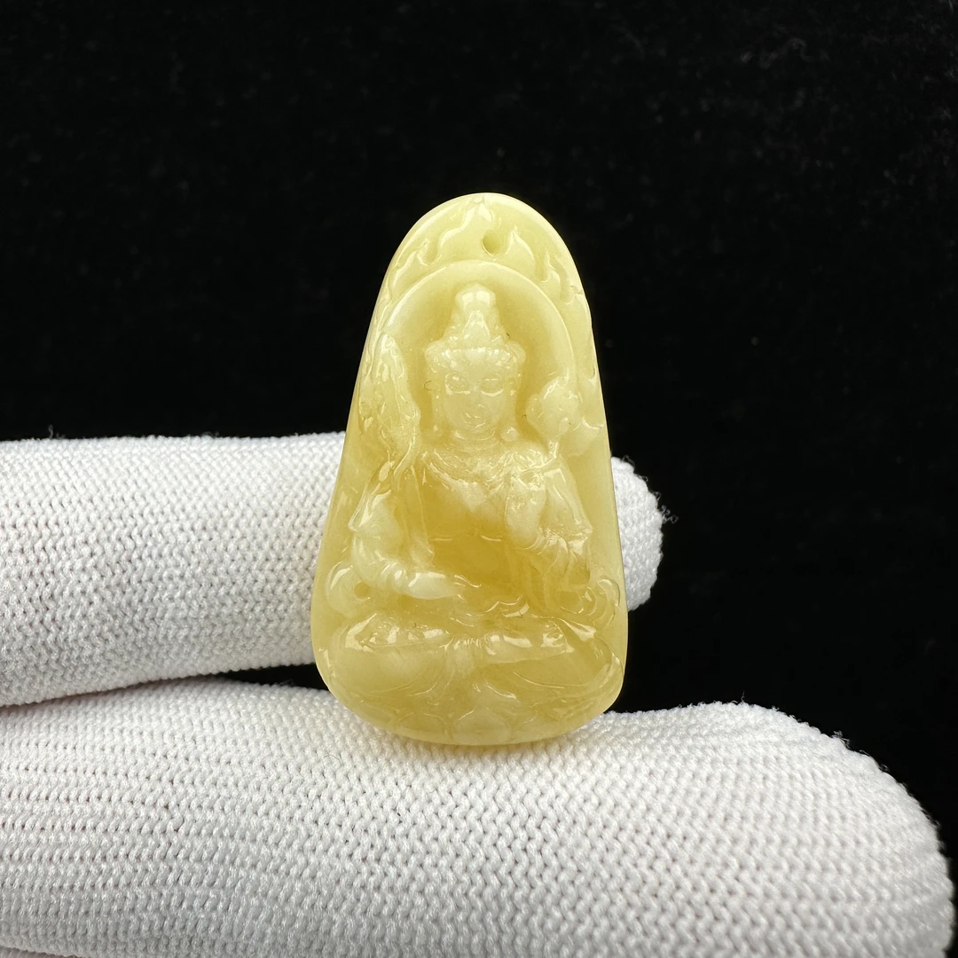 Y3481天然蜜蜡 雕刻虚空藏牌20.6*36*10.3mm 支持鉴定 假一罚四