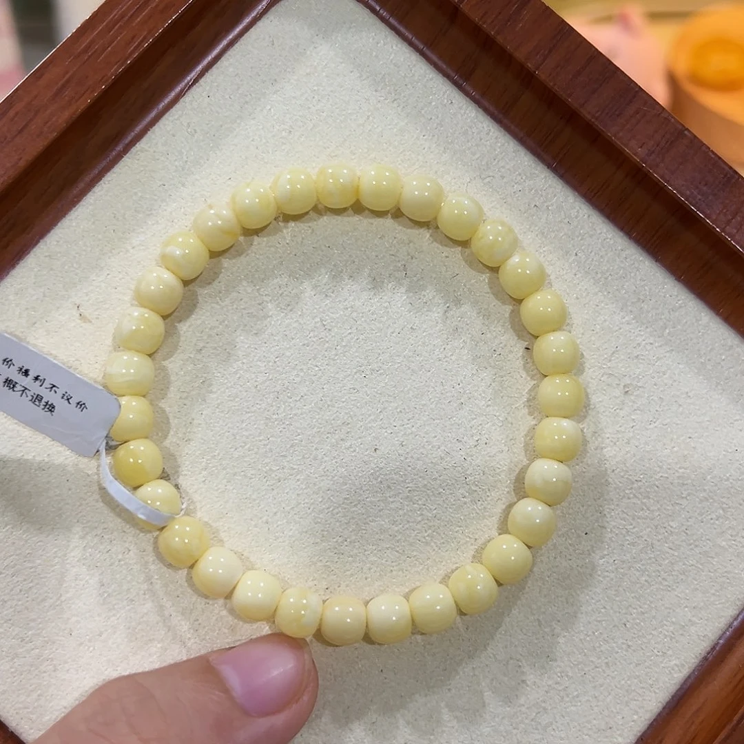 手链蜜蜡未镶嵌6.5m浓奶白高桩老型单圈