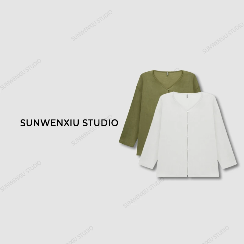 swx studio2店 “氧气”100%亚麻超细支清透夏日防晒衬衣