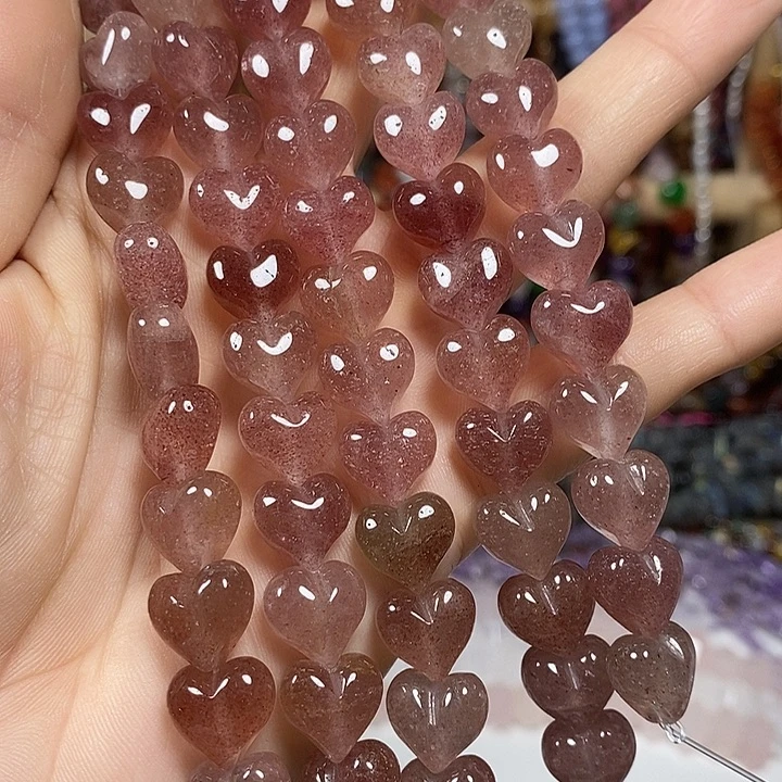 玛瑙/玉髓未镶嵌珠宝半成品天然草莓晶屁桃卡12mm15颗