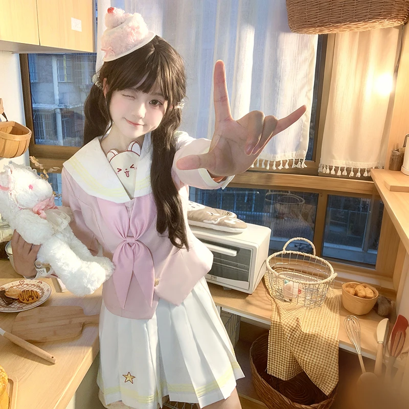 【小樱回信】正版水手服樱空社原创收腰显瘦粉色可爱JK制服套装