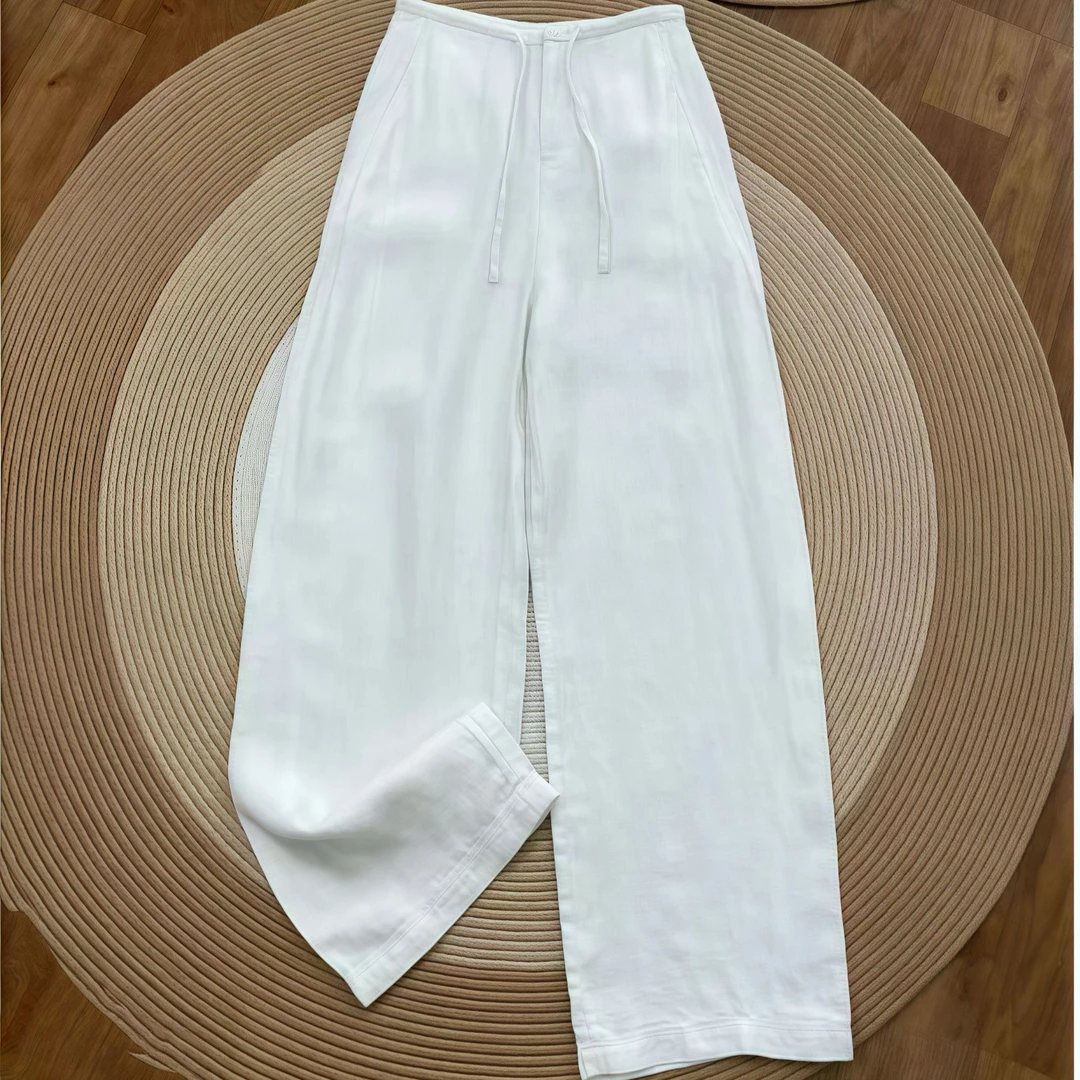 轻熟风美拉德风口袋阔腿裤休闲裤高腰纯色休闲裤