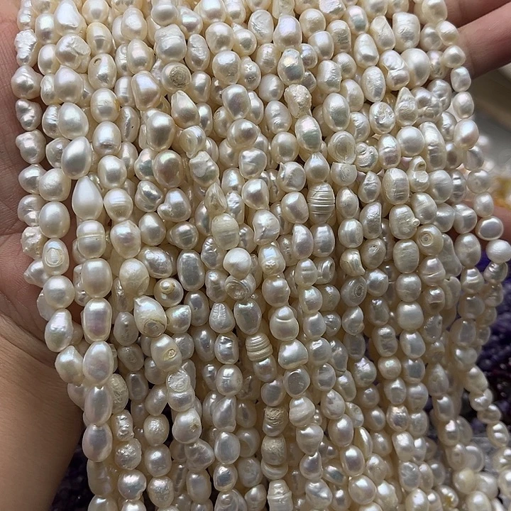 玛瑙/玉髓未镶嵌珠宝半成品一条6-7mm左右巴洛克珍珠