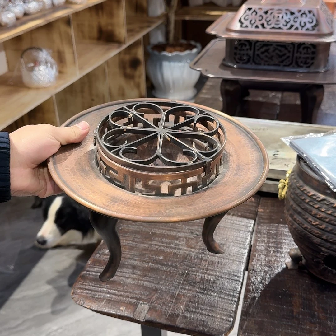 紫铜手工三足火炉