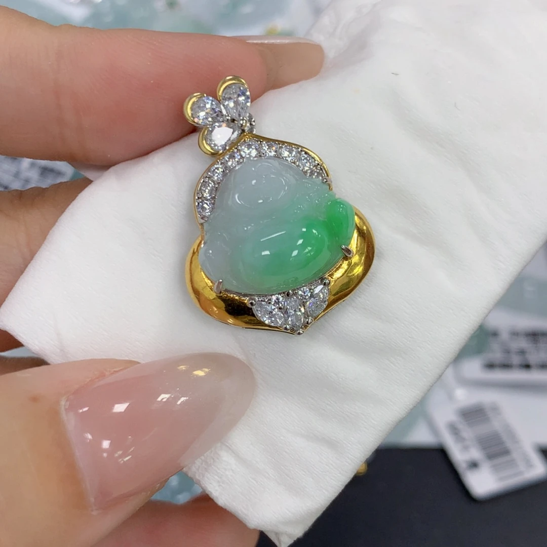 颈饰银S925镶嵌翡翠