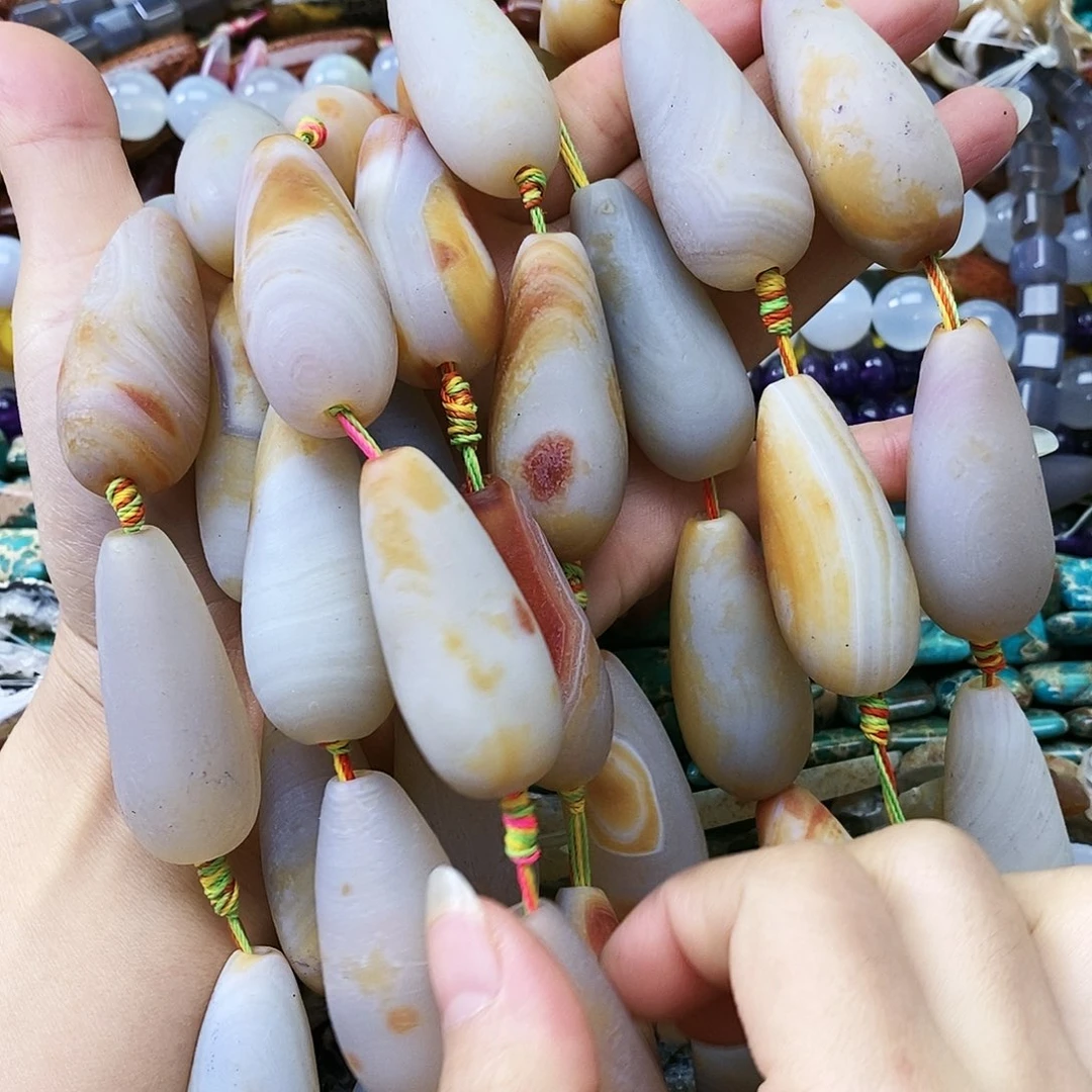 玛瑙/玉髓合金珠宝半成品橘皮玛瑙水滴一条