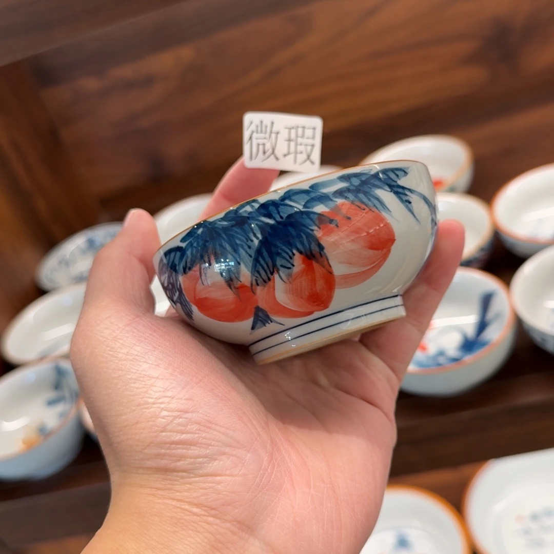 釉下手绘茶具微瑕