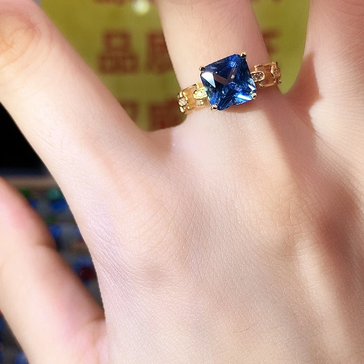 海蓝宝石戒圈银S925镶嵌