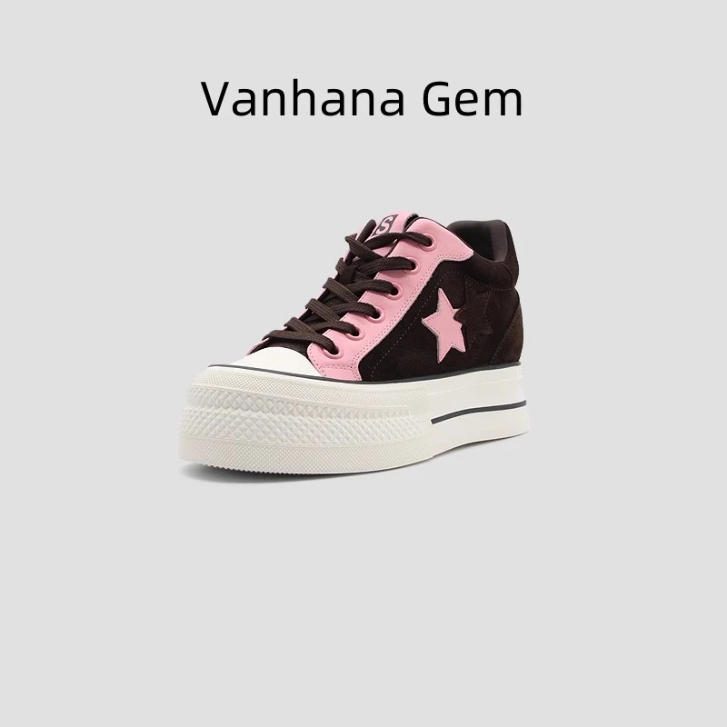 VANHANA GEM 欧货新款气质时尚拼色真皮低帮休闲女板鞋1306219
