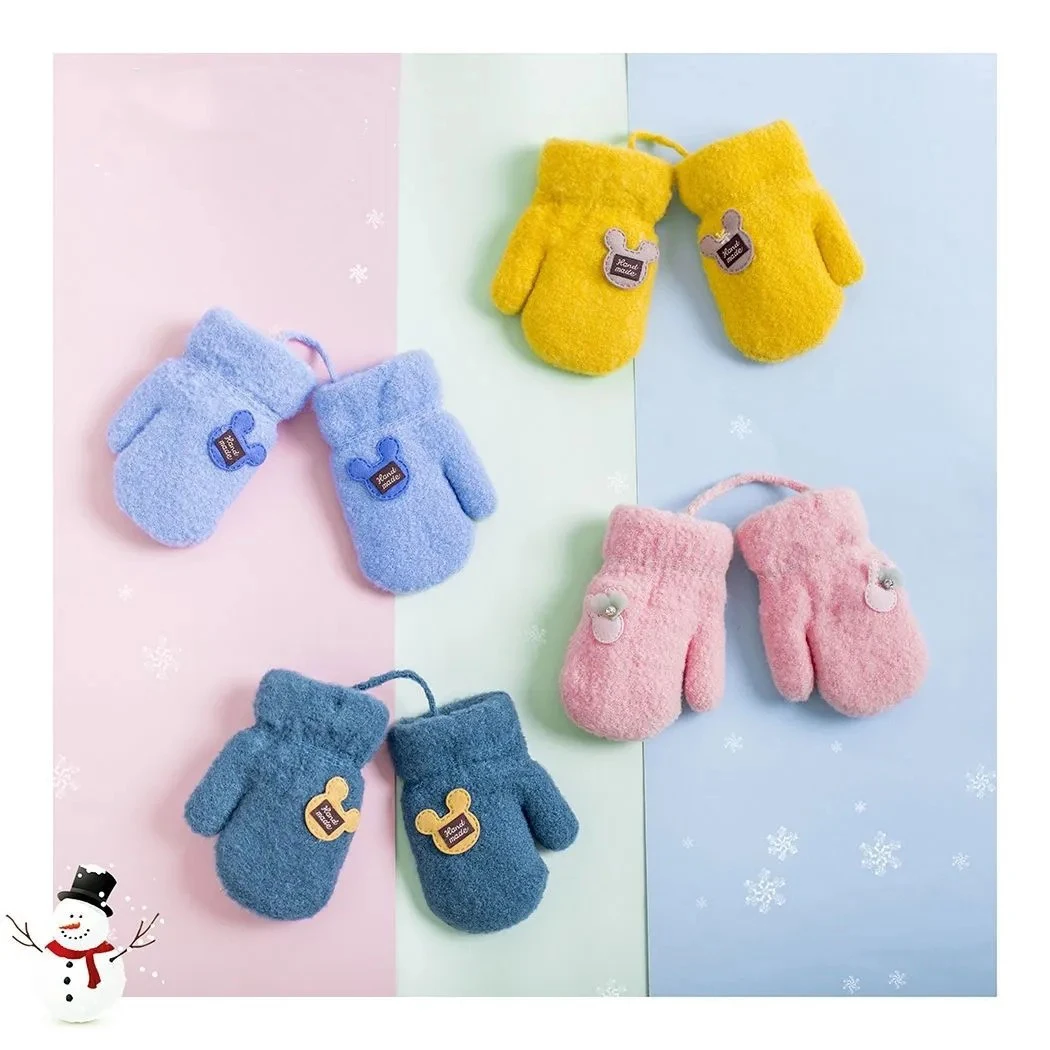 宝宝手套冬天0-1-2岁婴儿男女幼童包指手套加绒针织3-2岁宝宝手套