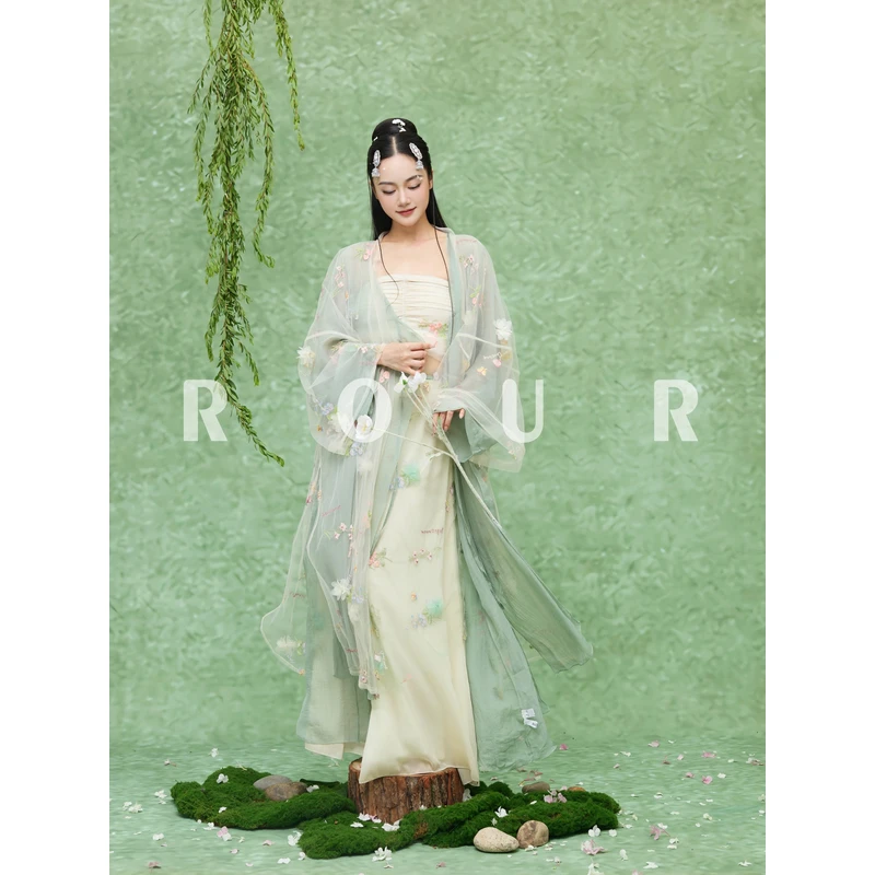 【浮花】杏ROUR国风爵士立体花纱衣纱裙仙气汉元素古风
